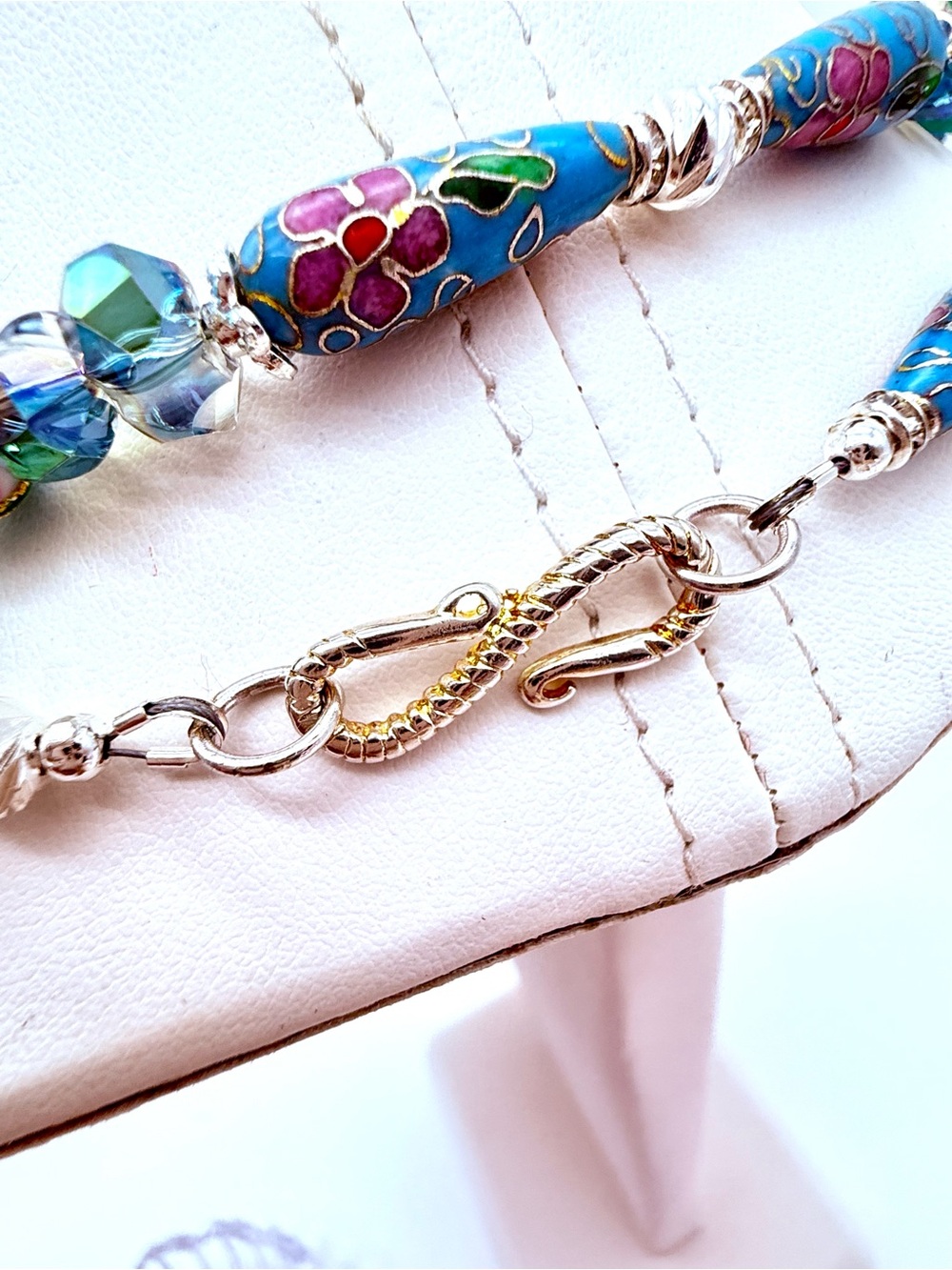 Artisan Cloisonné & Carved Jade Necklace, Bracelet set - Picture 6 of 6